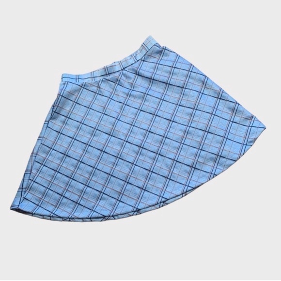 ALTAR’D state blue plaid elastic waist skater casual skirt size large - Picture 1 of 7